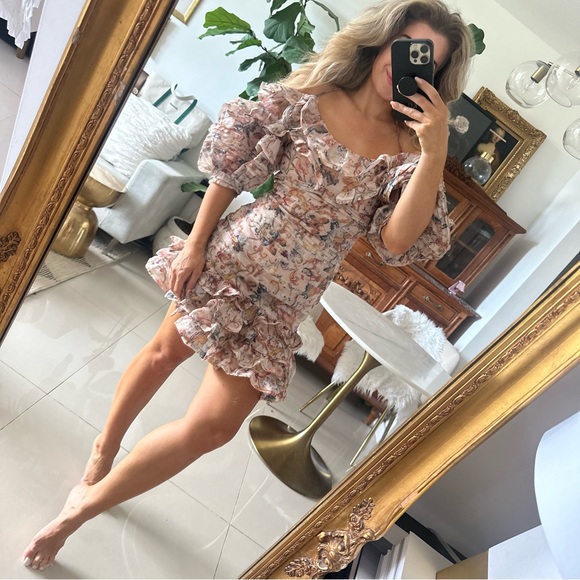 Dresses & Skirts - Floral Off the Shoulder Frill Pleated Dress